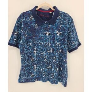 Robert Graham Abstract Blue Polo Shirt Short Sleeve XL Colorful Classic Fit Golf